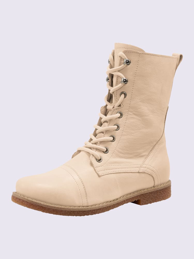 Bottines à lacets cuir nappa de vache, couleur ivoire moyen uni, taille 38 - helline