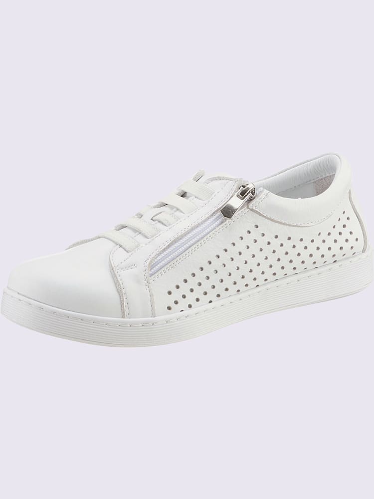 Baskets cuir nappa de vache, blanc uni, taille 40 - helline