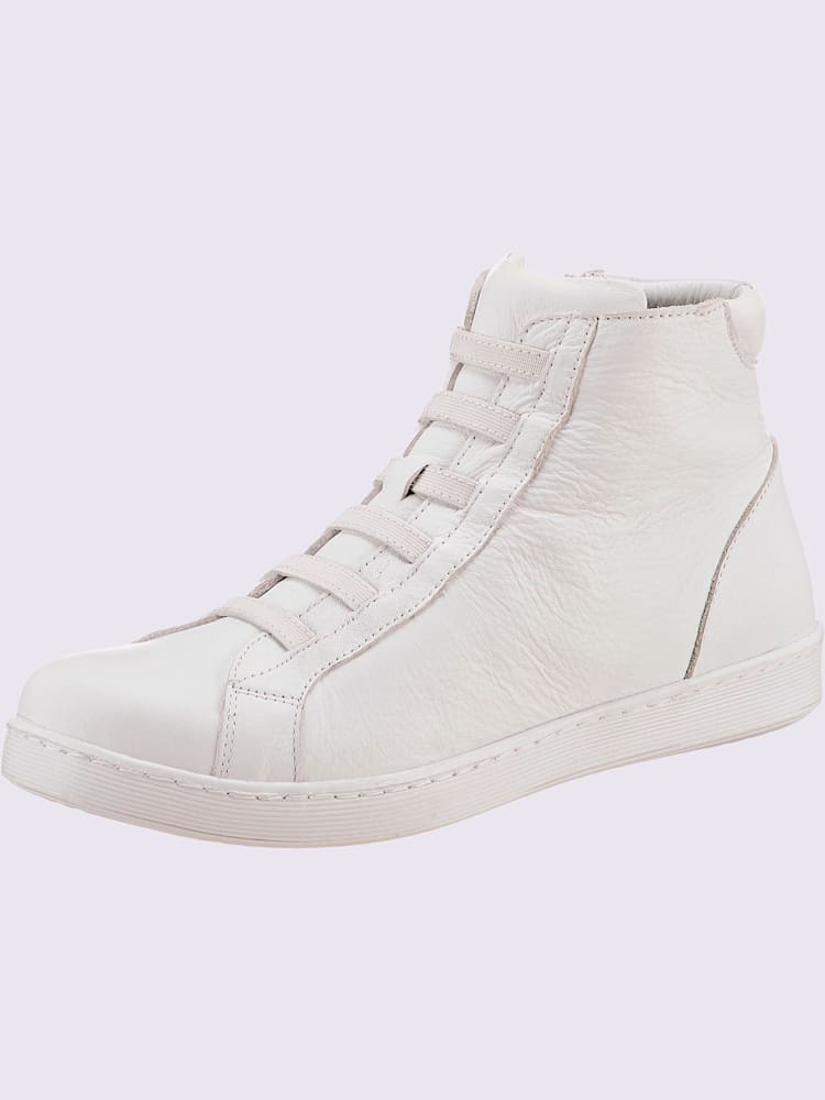 Bottine courte cuir nappa de vache, blanc uni, taille 41 - helline