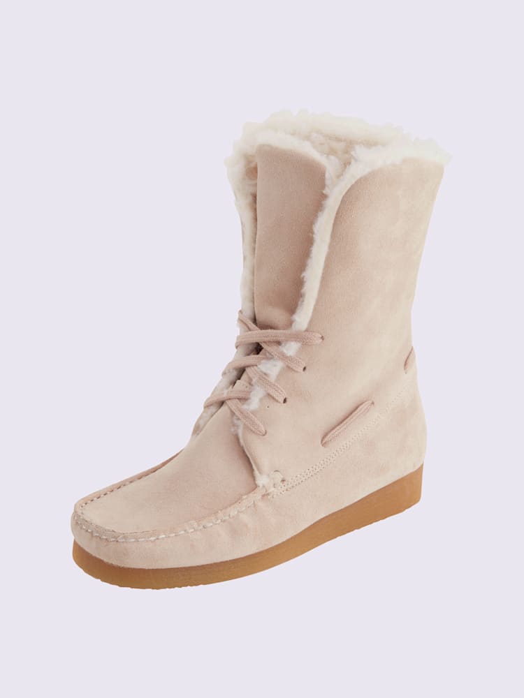 Bottines cuir velours vachette doux, couleur couleur ivoire, taille 37 - helline