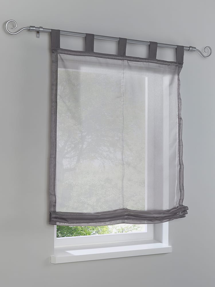 Store-bateau matière polyester légèrement transparente et structurée, couleur gris, taille 140x60 cm, marque helline home - helline