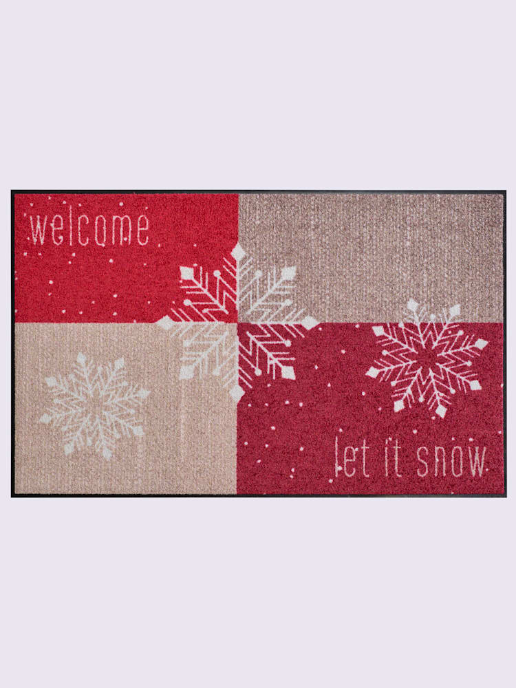 Paillasson pour intérieur et zone extérieure couverte, couleur : rouge moyen à motifs, taille 30x75 cm, marque helline home, 100% polyamide - helline