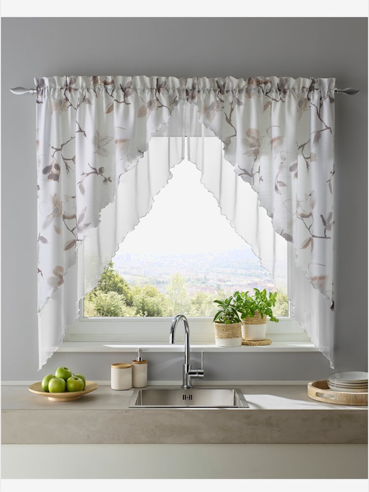 Voilage lavable en machine, couleur : couleur ivoire clair uni, taille 100x90 cm, marque helline home, 100% polyester - helline