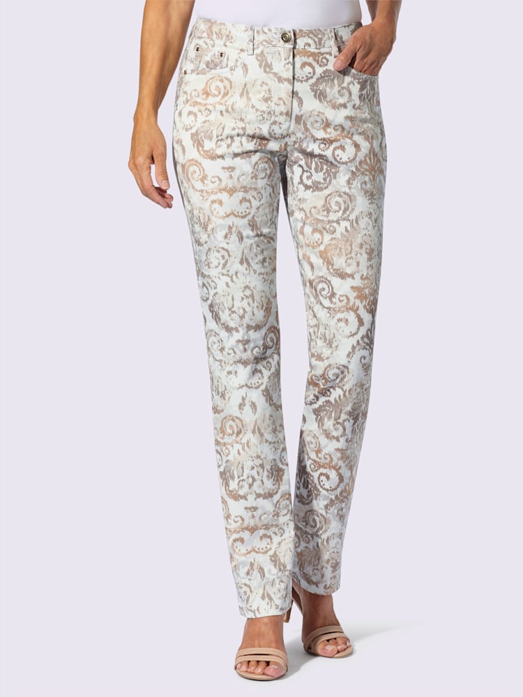 Pantalon imprimé qualité coton, couleur couleur ivoire, taille 42, marque Fair Lady - Witt