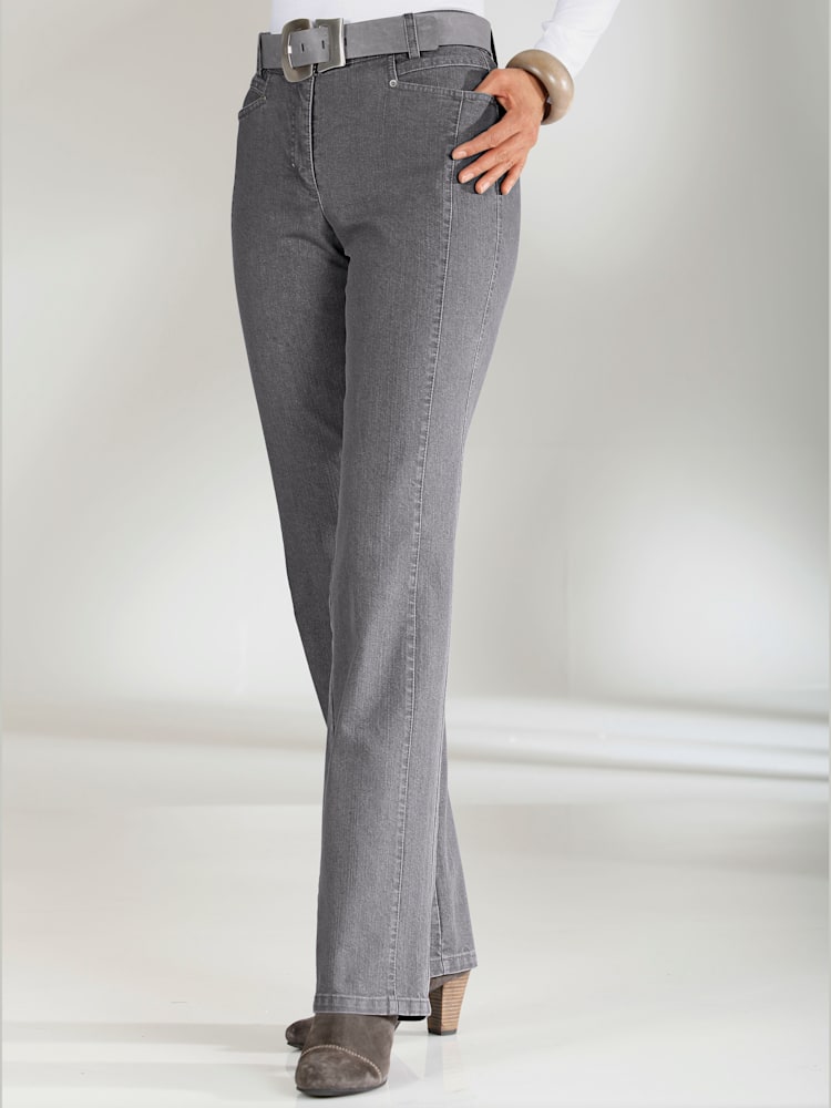 Jean droit effet ventre plat, couleur gris, taille 50, marque Cosma - helline
