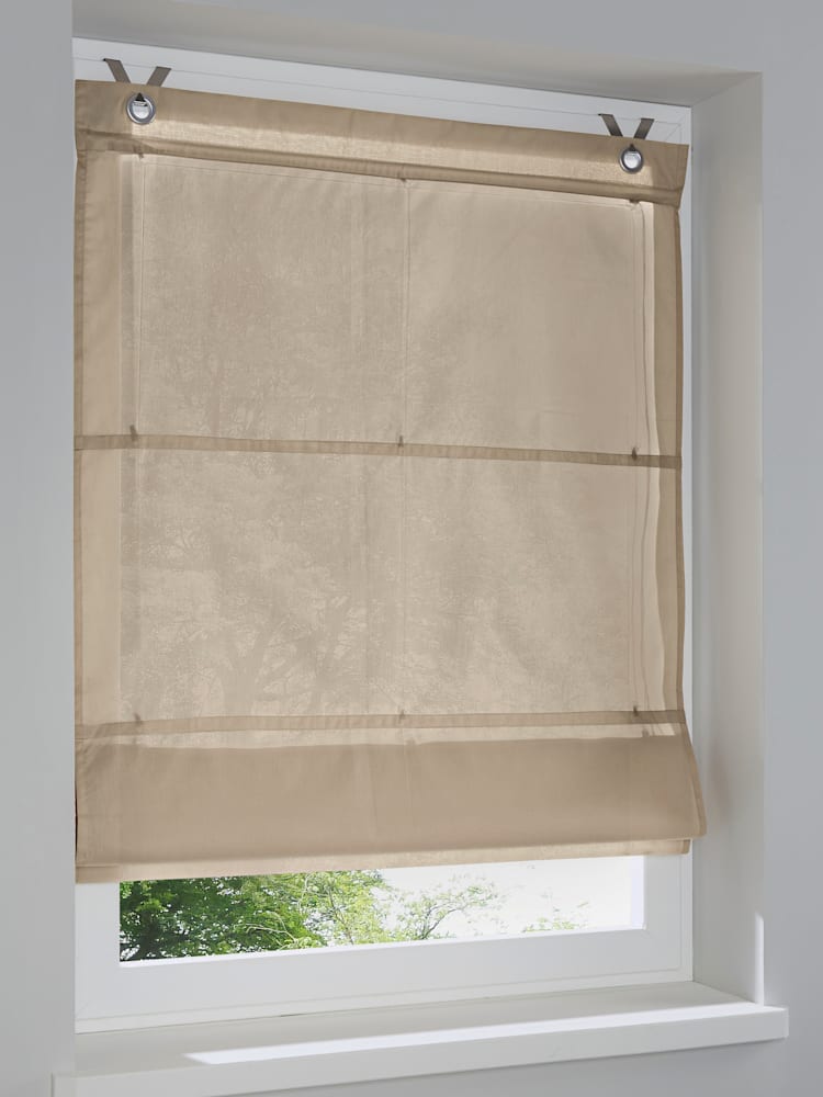 Store-bateau tissu uni, couleur couleur ivoire, taille 210x80 cm, marque helline home - helline