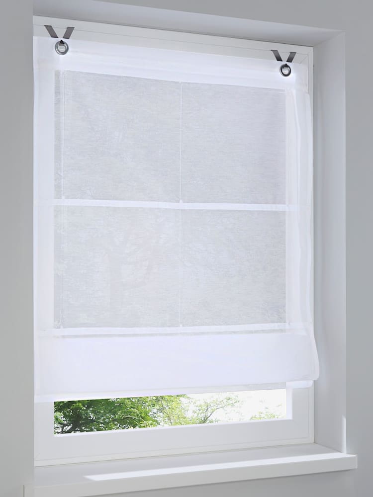 Store-bateau tissu uni, couleur blanc, taille 140x100 cm, marque helline home - helline