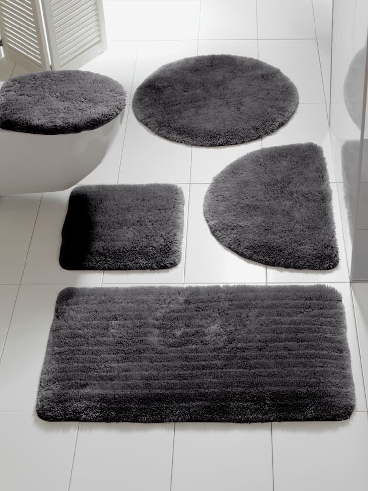 Tapis de bain 100% acrylique, couleur gris, taille 45x50 cm, marque helline home - helline