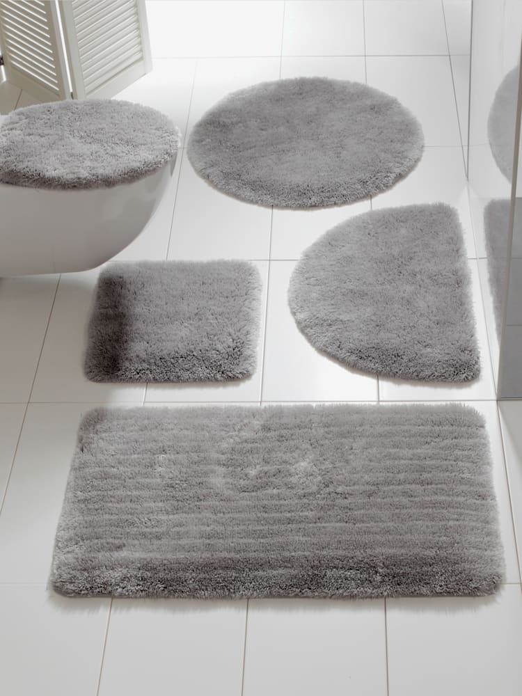 Tapis de bain acrylique facile d'entretien, couleur : gris clair uni, taille 47x50 cm - 45x50 cm, marque helline home, 100% acrylique - helline