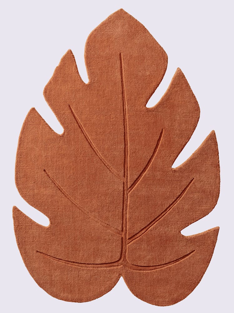 Tapis à poils longs tissé à la main, couleur orange, taille 90x120 cm, marque helline home - helline