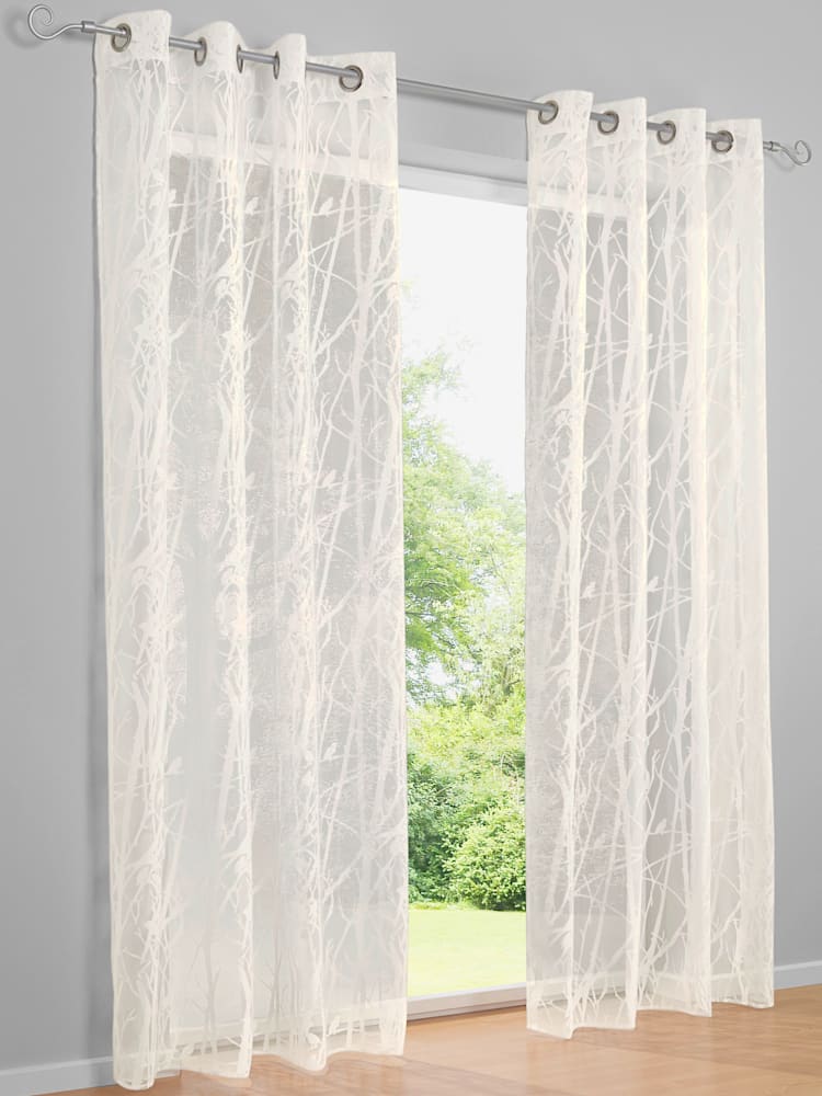Rideaux 4 longueurs disponibles, Œillets, couleur : blanc uni, taille 145x140 cm, marque helline home, 75% viscose;25% polyester - helline