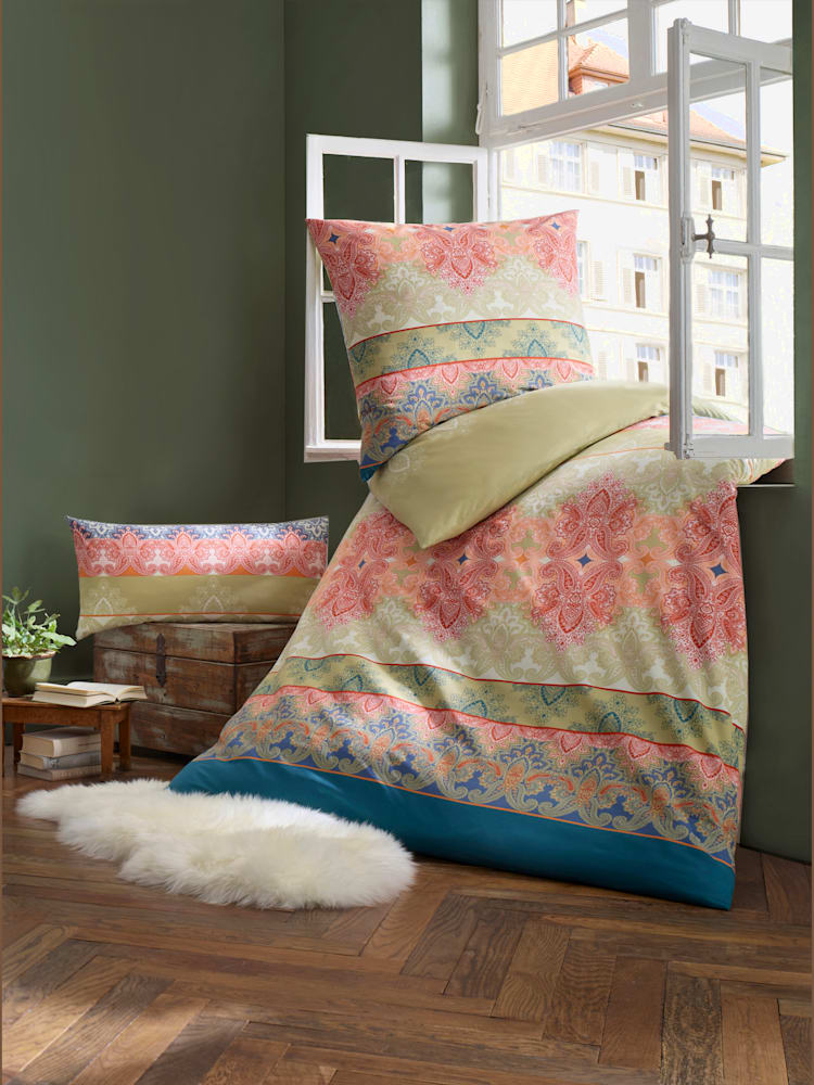 Linge de lit renforcé, couleur vert, taille 80x80/135x200 cm, marque helline home - helline