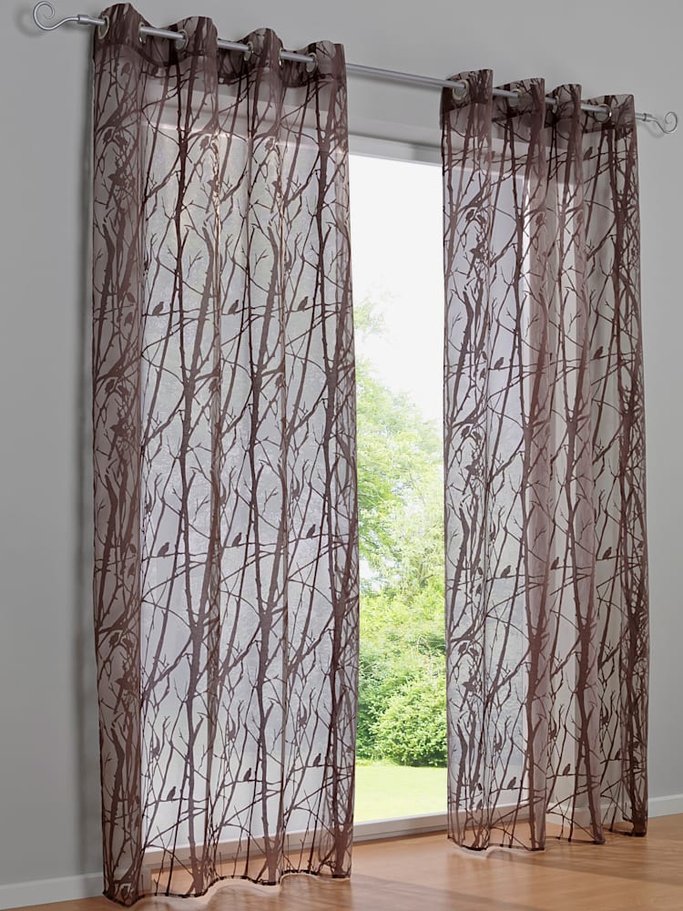 Rideaux 4 longueurs disponibles, bande en U, couleur : marron moyen uni, taille 175x140 cm, marque helline home, 75% viscose;25% polyester - helline