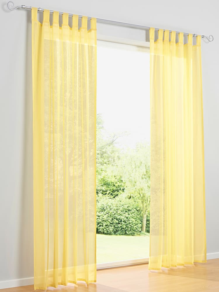 Rideaux, Passants, couleur : jaune moyen uni, taille 245x140 cm, marque helline home, 100% polyester - helline