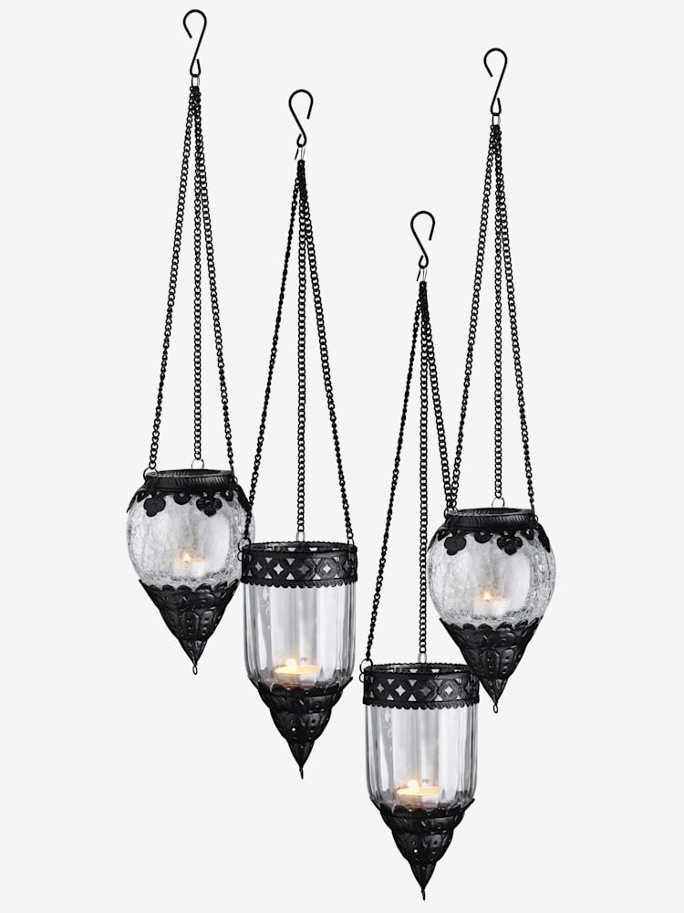 Panier suspendu, couleur : noir uni, taille 17 cm + Ø11 cm, marque helline home, 80% aluminium;20% verre - helline