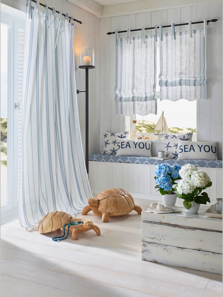 Rideaux, Bande multifonction, couleur : couleur ivoire clair à motifs, taille 145x140 cm, marque helline home, 100% polyester - helline