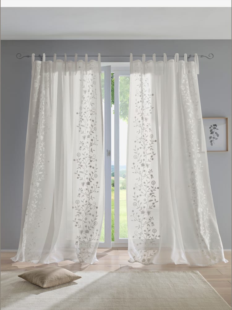 Rideaux, couleur : blanc uni, taille 175x140 cm, marque helline home, 100% polyester - helline