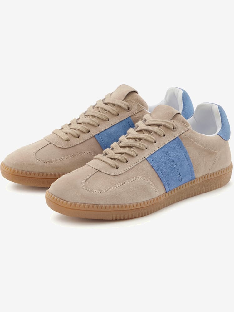 Baskets sneakers en cuir doux de qualité, couleur marron, taille 37, marque Elbsand - helline