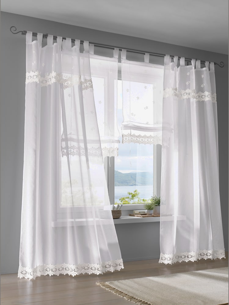 Store-bateau matière semi-transparente, couleur blanc, taille 130x60 cm, marque helline home - helline