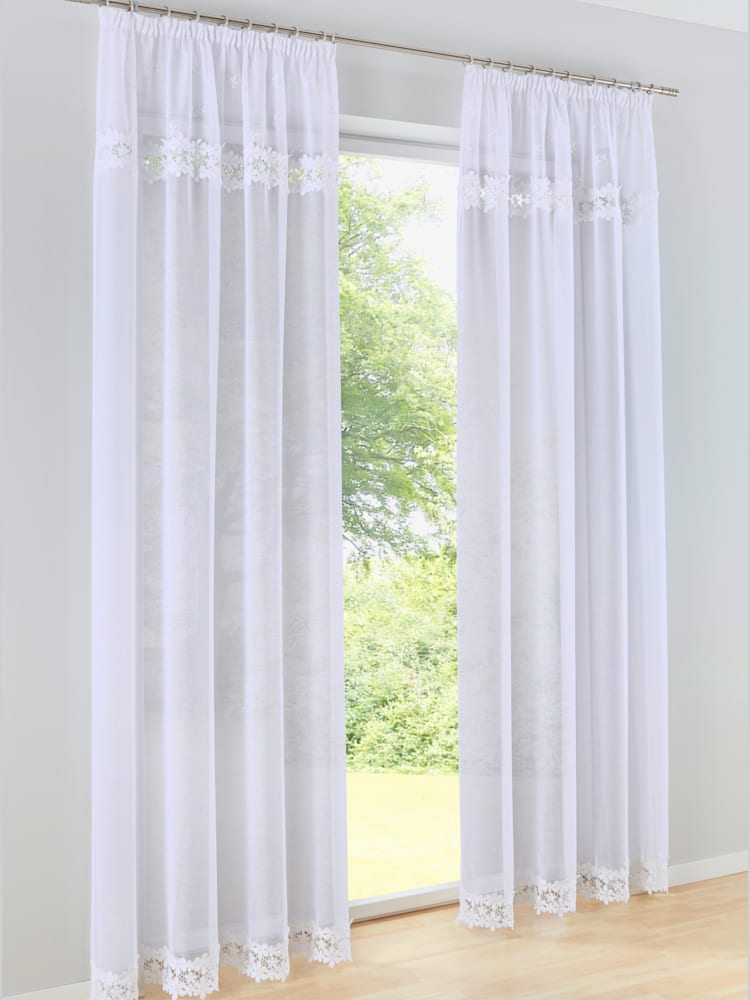 Rideaux, Cordon universel, blanc uni, taille 245x130 cm, helline home - helline