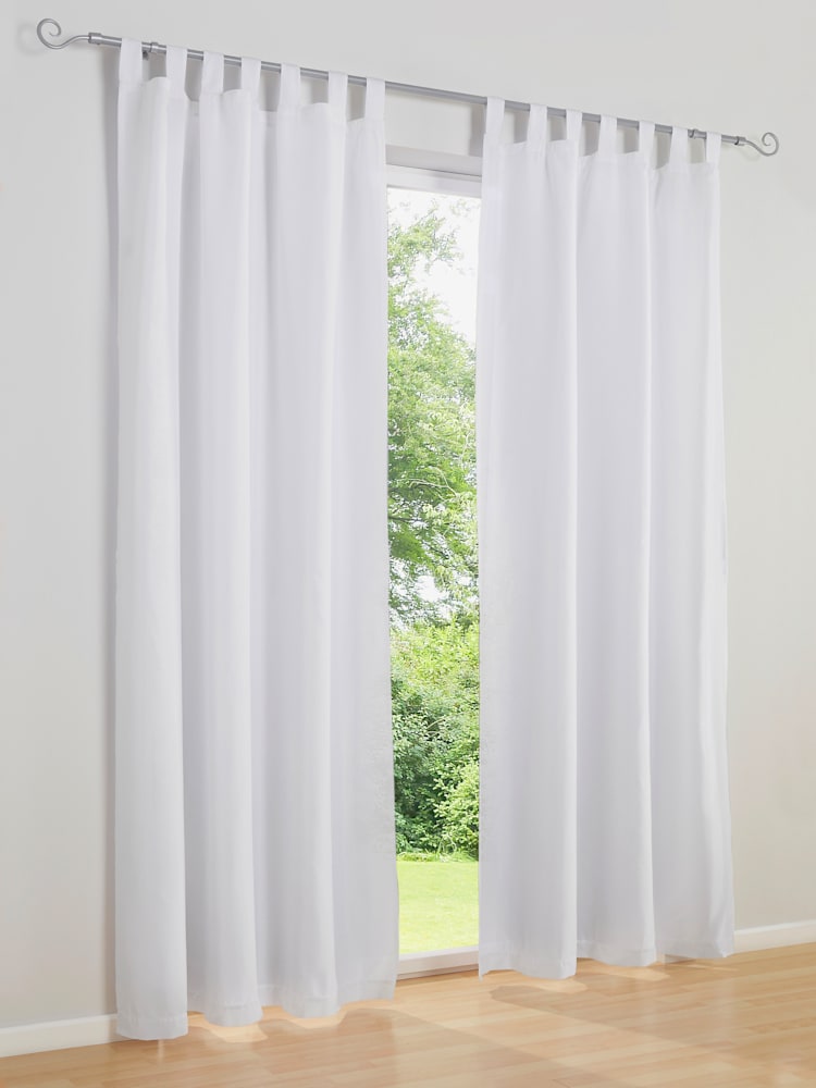 Rideau, Œillets, couleur : blanc uni, taille 295x140 cm, marque helline home, 100% polyester - helline