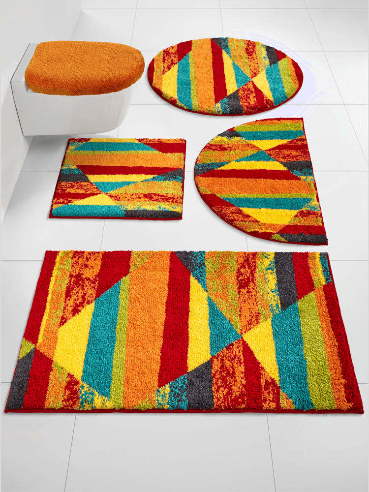 Tapis de bain acrylique facile d'entretien, couleur orange, taille 50x80 cm, marque helline home - helline