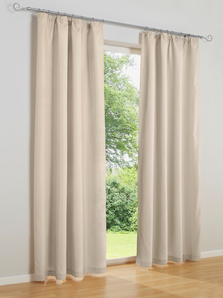 Rideau matière opaque, Œillets, couleur : marron clair uni, taille 225x140 cm, marque helline home, 100% polyester - helline