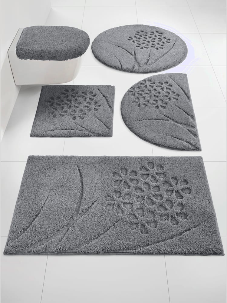 Tapis de bain, couleur : gris moyen uni, taille 50x90 cm, marque helline home, 100% polyester - helline