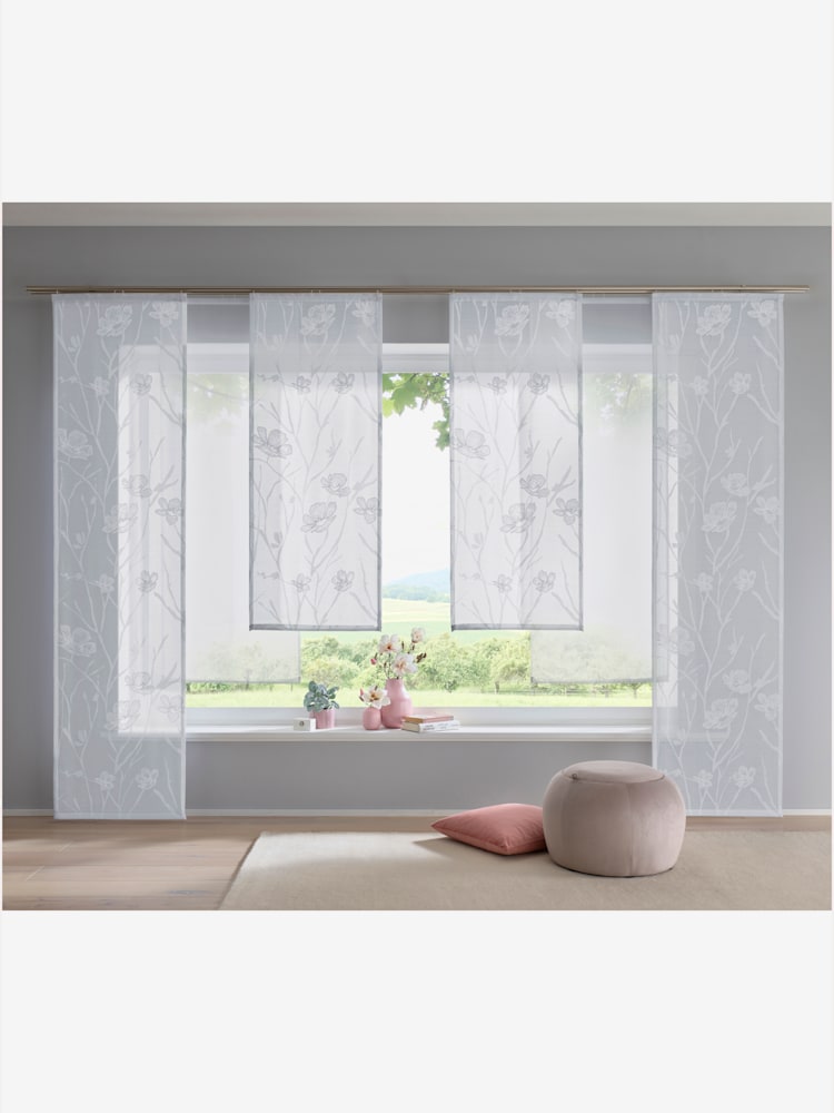 Panneau-rideaux rideaux coulissants modernes, couleur blanc, taille 175x57 cm, marque helline home - helline