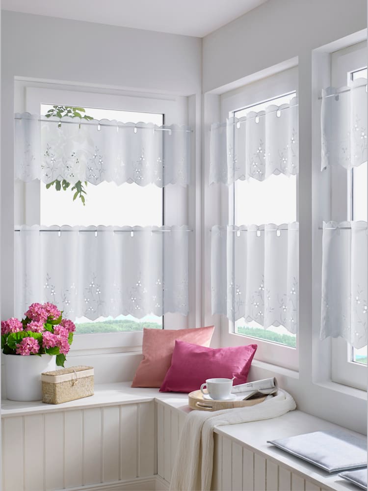 Panneau broderie ajourée de qualité, couleur blanc, taille 45x90 cm, marque helline home - helline