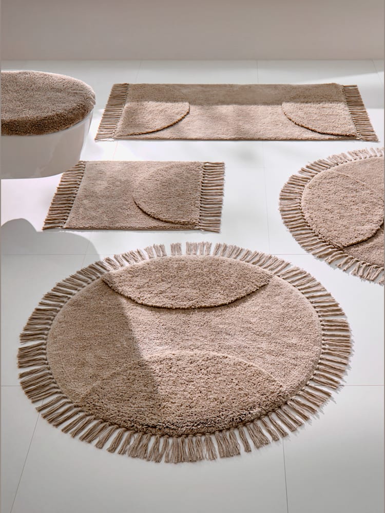 Tapis de bain en coton recyclé, couleur marron, taille 70x120 cm, marque helline home - helline