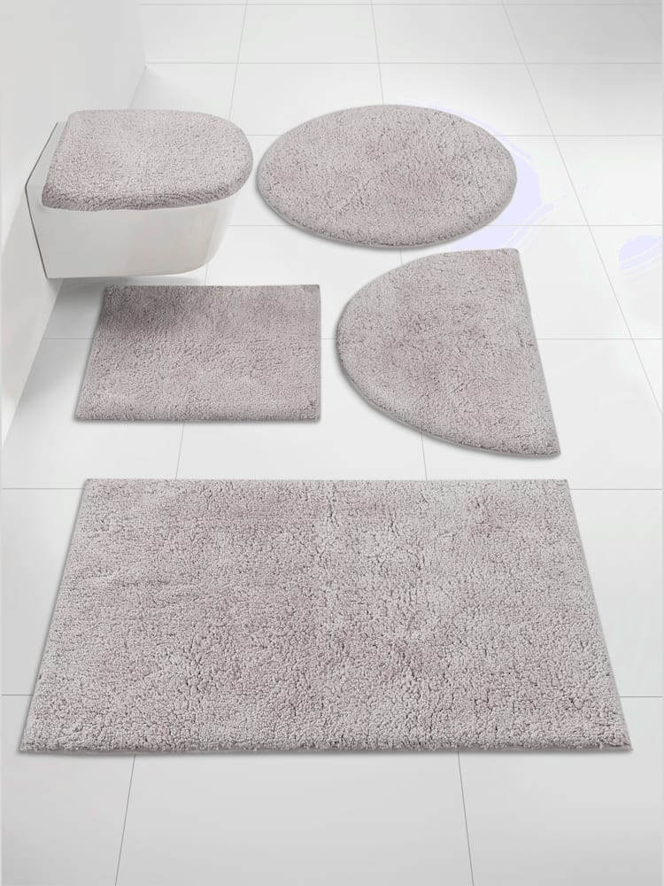 Tapis de bain pur coton, gris moyen uni, taille 50x80 cm, helline home - helline