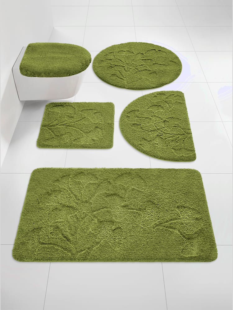Tapis de bain polyester résistant, couleur vert, taille 70x120 cm, marque helline home - helline