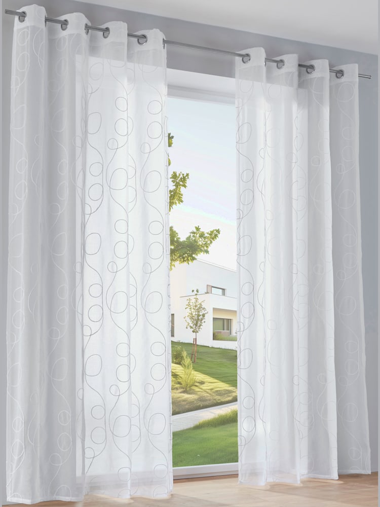 Superbe rideaux, Œillets, couleur : blanc uni, taille 245x135 cm, marque helline home, 100% polyester - helline