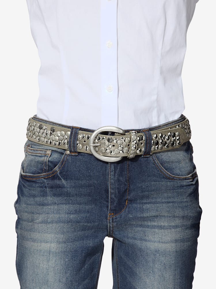 Ceinture cloutée tendance, couleur couleur argent, taille 75 - helline