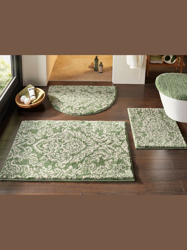 Tapis de bain, couleur : vert moyen uni, taille 60x100 cm, marque helline home, 100% acrylique - helline
