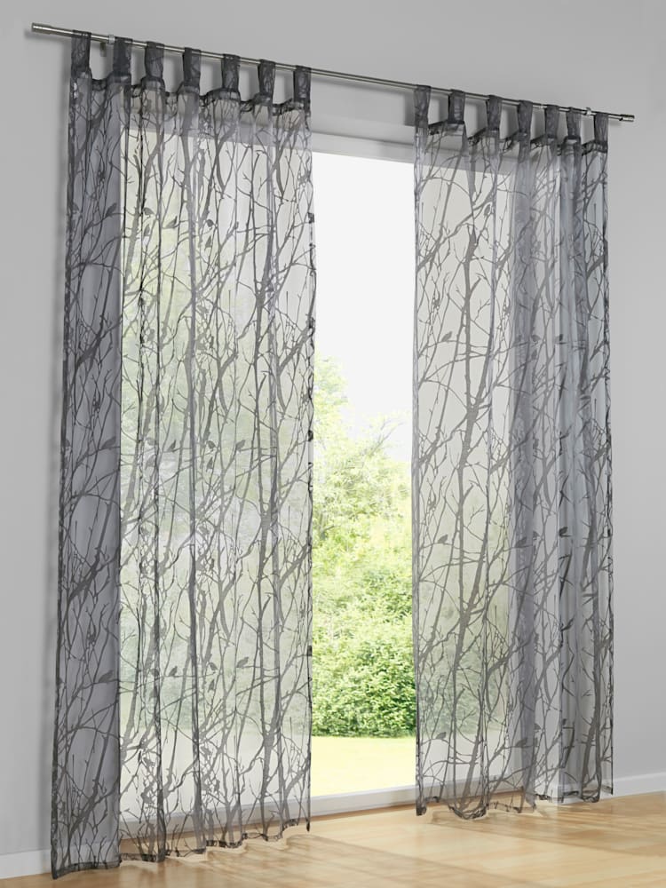 Rideaux 4 longueurs disponibles, Passants, couleur : gris moyen uni, taille 145x140 cm, marque helline home, 75% viscose;25% polyester - helline