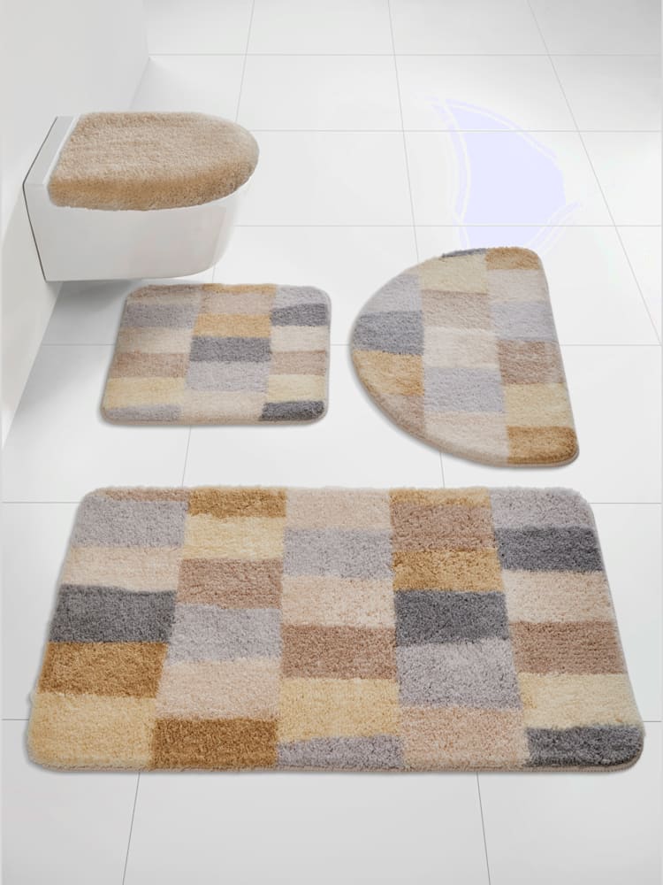 Tapis de bain acrylique facile d'entretien, couleur marron, taille 50x50 cm, marque helline home - helline