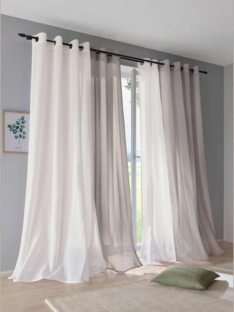 Rideaux, Œillets, couleur : marron clair uni, taille 175x135 cm, marque helline home, 100% polyester - helline
