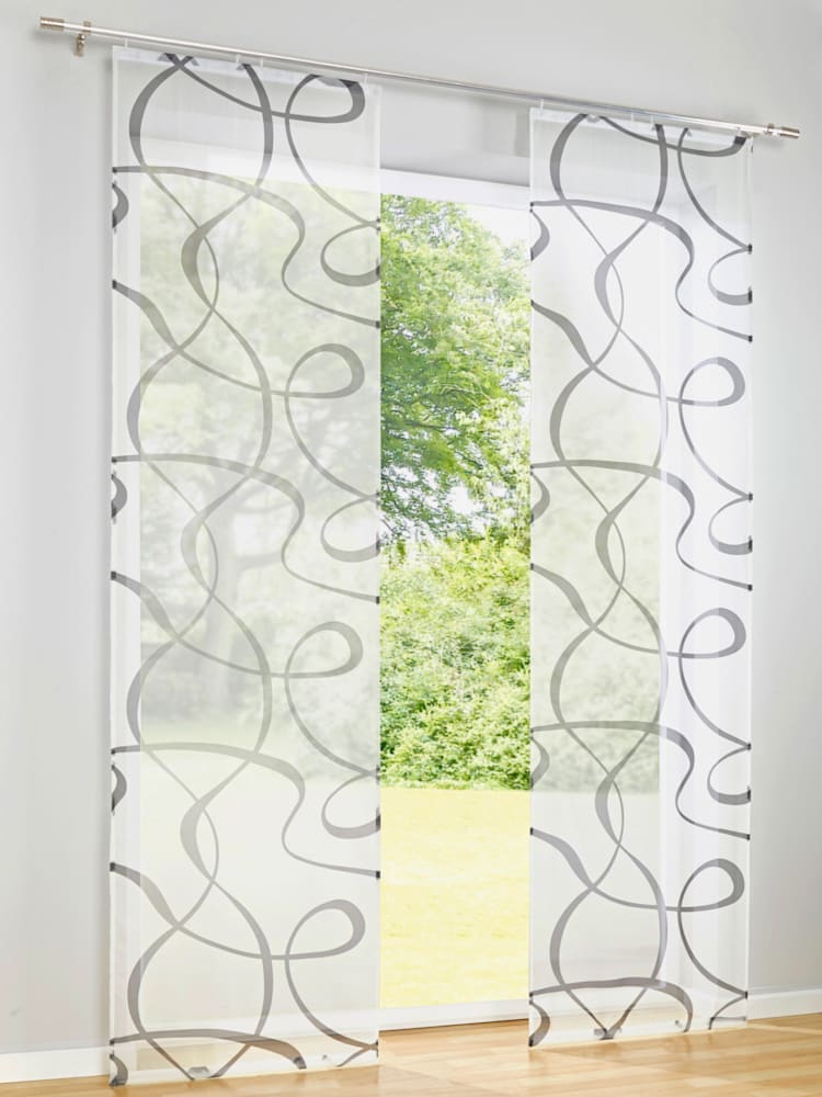Panneau-rideaux rideaux coulissants modernes, couleur blanc, taille 225x60 cm, marque helline home - helline