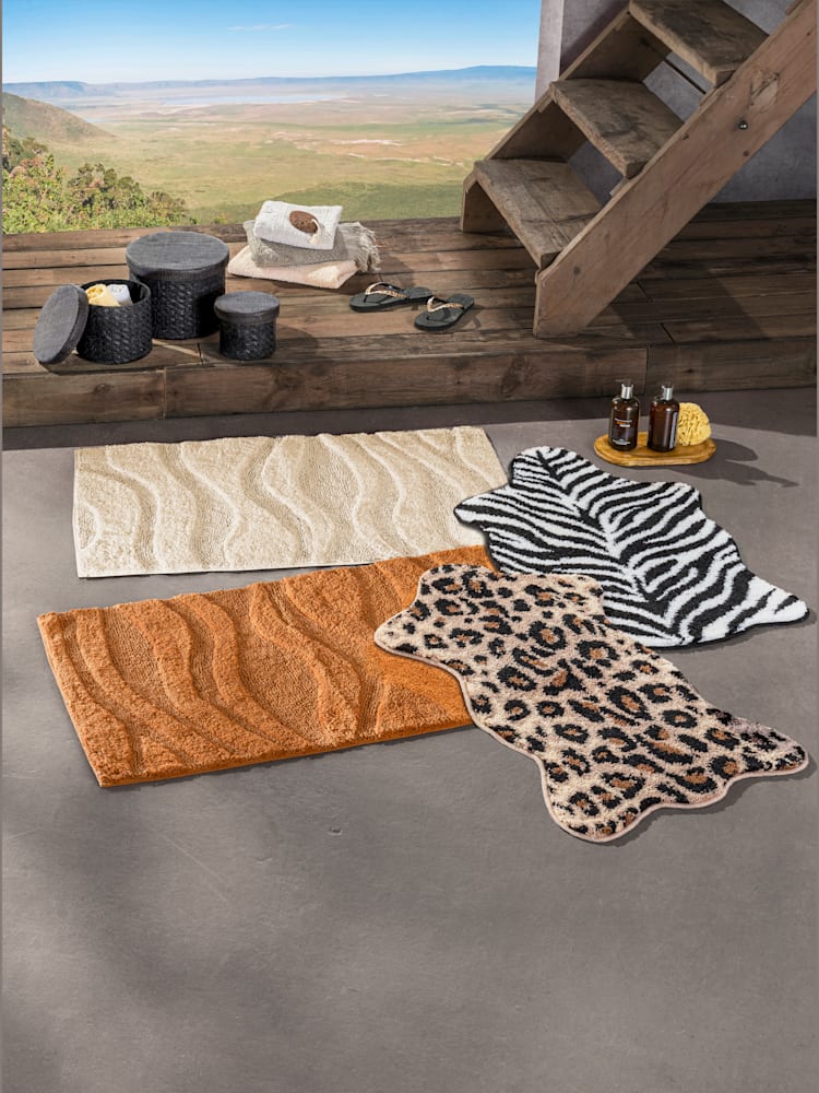Tapis de bain pur coton, couleur marron, taille 70x110 cm, marque helline home - helline