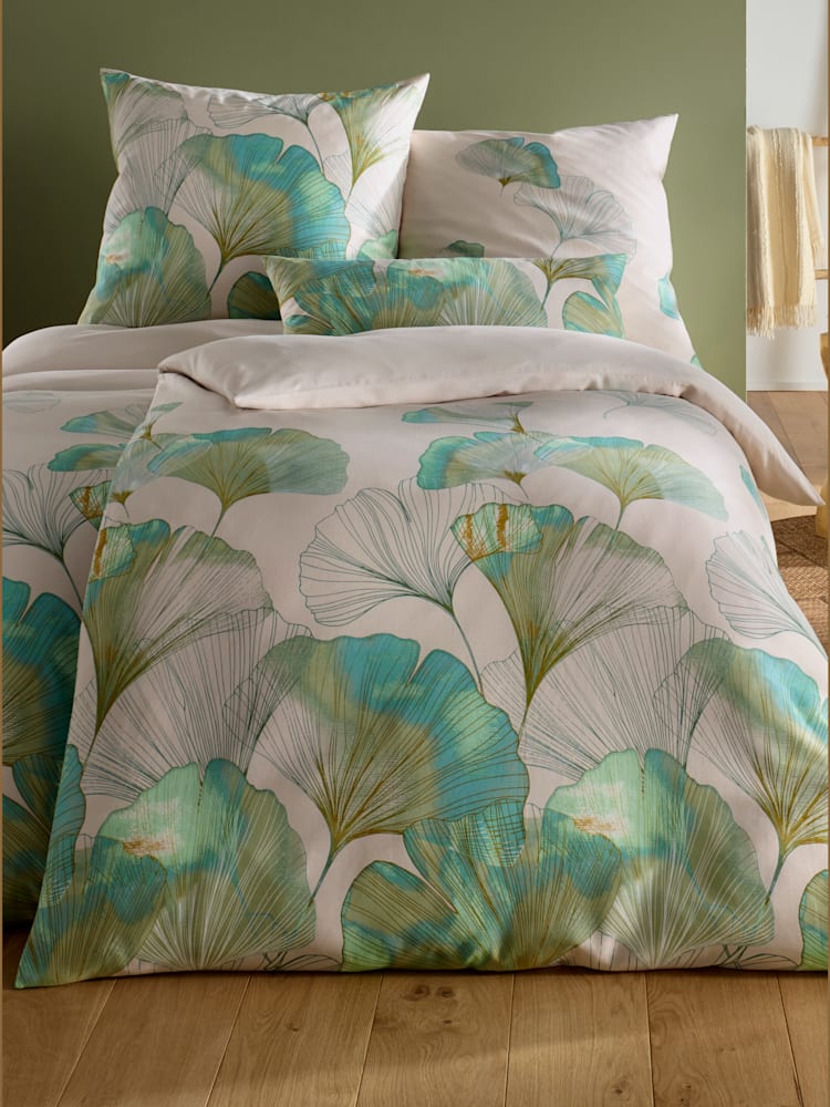 Linge de lit pur coton, Satin maco, couleur : couleur ivoire clair à motifs, taille 155x220 cm - 80x80 cm, marque helline home, 100% coton - helline