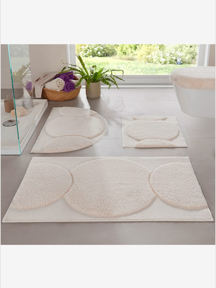 Tapis de bain polyester facile à entretenir, couleur : couleur ivoire clair uni, taille 47x50 cm, marque helline home, 100% polyester - helline
