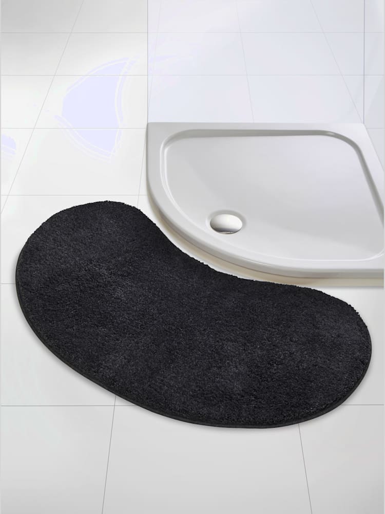 Tapis de bain acrylique facile d'entretien, couleur : gris foncé uni, taille 60x120 cm, marque helline home, 100% acrylique - helline