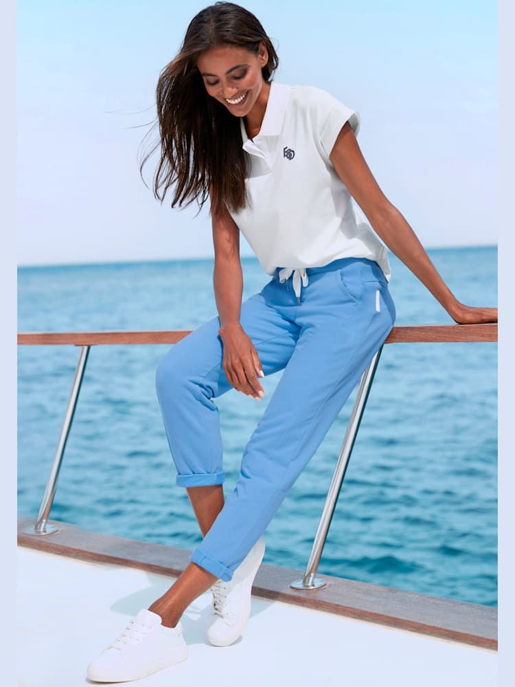 Pantalon molletonné, couleur bleu, taille XL (44), marque Elbsand - helline