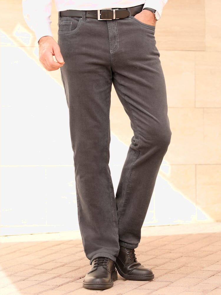 Pantalon en velours côtelé velours fin, couleur gris, taille 56, marque Marco Donati - Witt