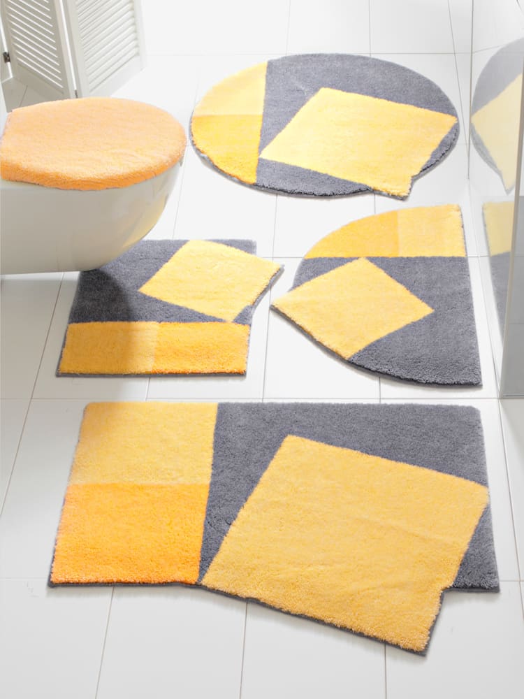 Tapis de bain 100% acrylique, couleur jaune, taille 47x50 cm, marque helline home - helline