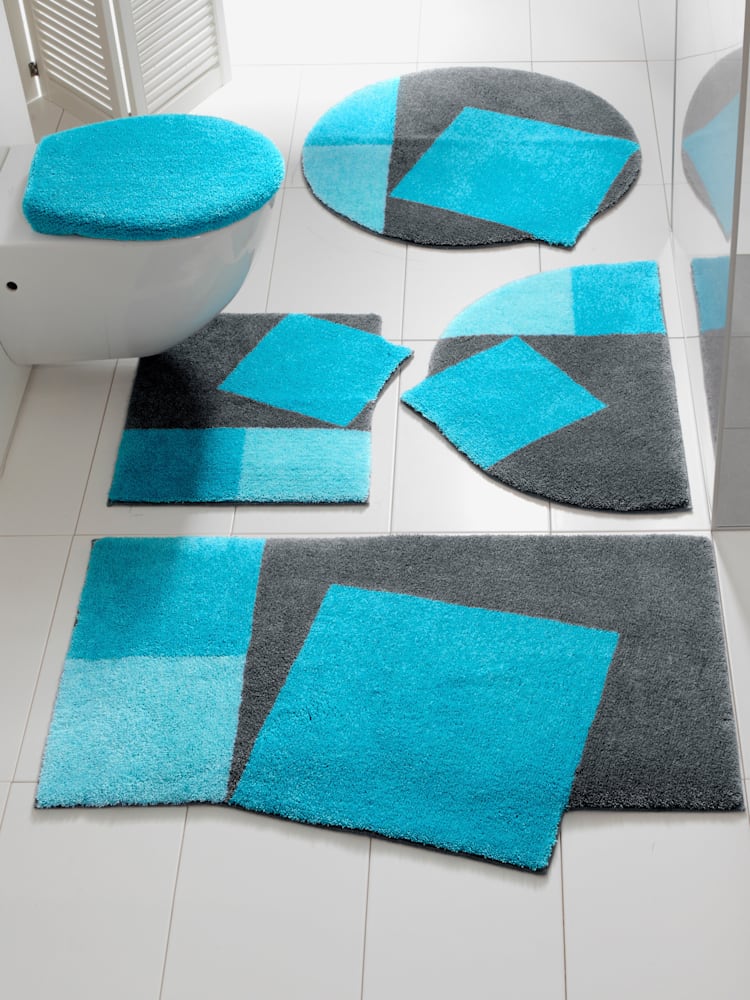 Tapis de bain 100% acrylique, couleur bleu, taille 50x60 cm, marque helline home - helline