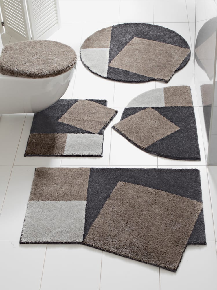 Tapis de bain 100% acrylique, couleur marron, taille 90x90 cm, marque helline home - helline