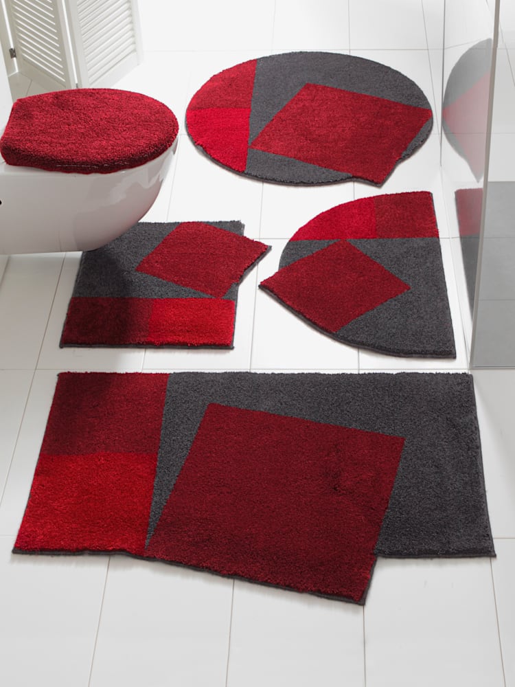 Tapis de bain 100% acrylique, couleur rouge, taille 70x125 cm, marque helline home - helline